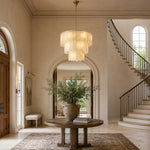 Tiered Marble Drum Pendant installed near an indoor staircase