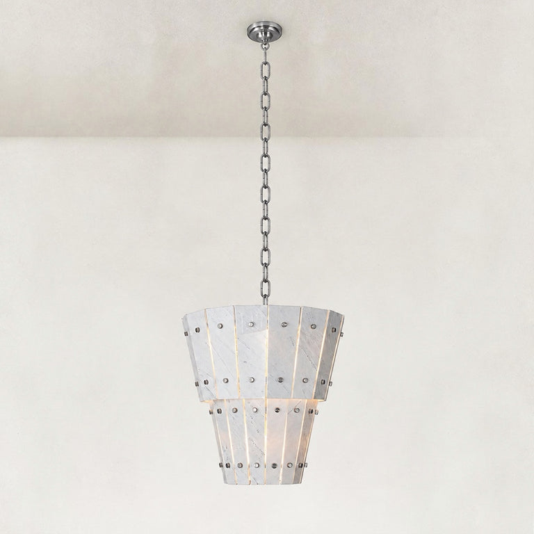 Tiered Tapered Marble Pendant 23.6" in Chrome metal finish, shown as a complete fixture