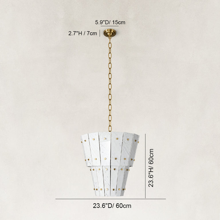 Dimension diagram for Tiered Tapered Marble Pendant