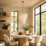 Tiered Tapered Marble Pendant installed above a dining table
