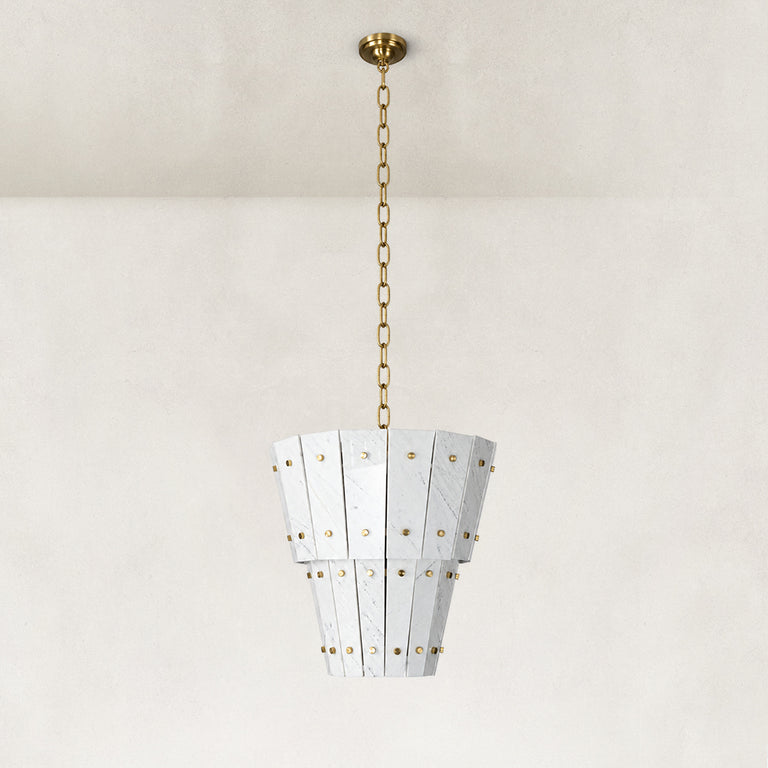 Product detail of Tiered Tapered Marble Pendant against a neutral background