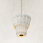 Product detail of Tiered Tapered Marble Pendant against a neutral background