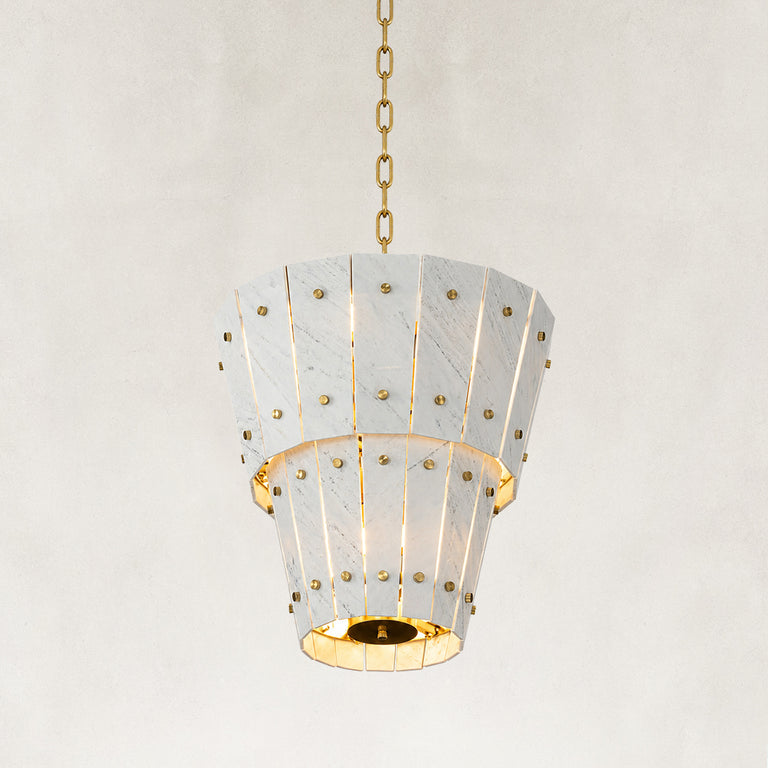 Product detail of Tiered Tapered Marble Pendant against a neutral background