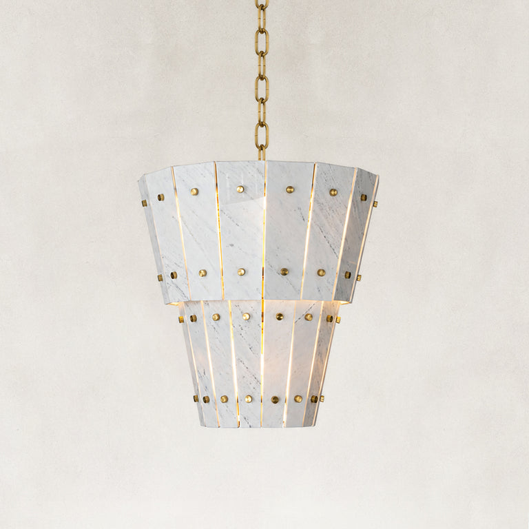 Product detail of Tiered Tapered Marble Pendant against a neutral background