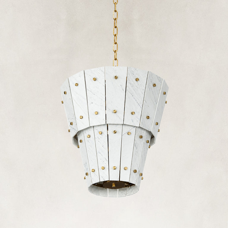 Product detail of Tiered Tapered Marble Pendant against a neutral background