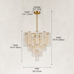 Dimensions of the 24-inch tiered tubular glass chandelier