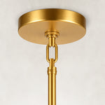 Round canopy of the tiered tubular glass chandelier