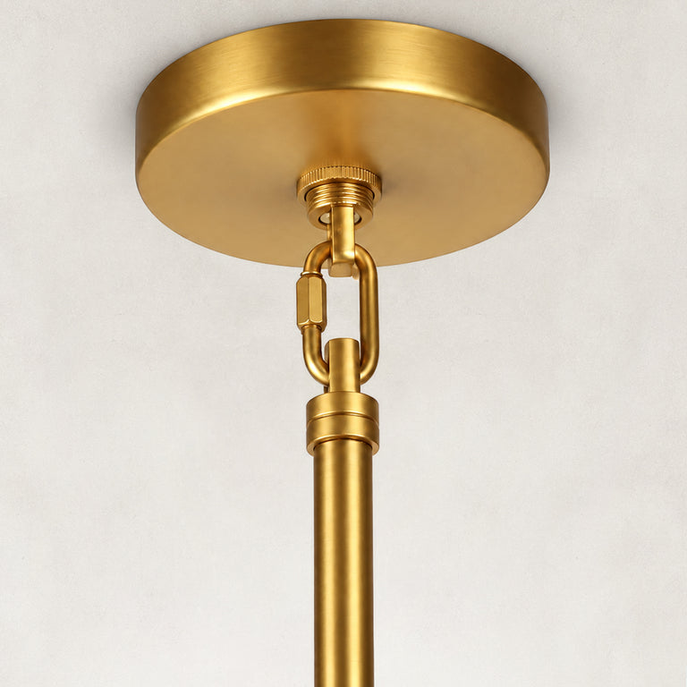 Round canopy of the tiered tubular glass chandelier