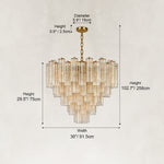 Dimensions of the 36-inch tiered tubular glass chandelier