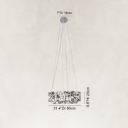 Dimension diagram for Two-Tier Marble Panel Drum Chandelier 25.6