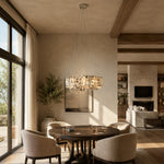 Two-Tier Marble Panel Drum Chandelier 25.6