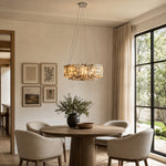 Two-Tier Marble Panel Drum Chandelier 25.6