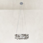 Product detail of Two-Tier Marble Panel Drum Chandelier 25.6
