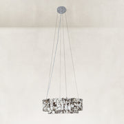 Product detail of Two-Tier Marble Panel Drum Chandelier 25.6