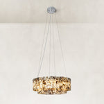 Two-Tier Marble Panel Drum Chandelier 25.6