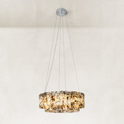 Two-Tier Marble Panel Drum Chandelier 25.6