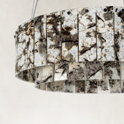 Product detail of Two-Tier Marble Panel Drum Chandelier 25.6
