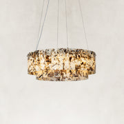 Product detail of Two-Tier Marble Panel Drum Chandelier 25.6