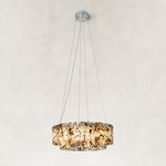 Two-Tier Marble Panel Drum Chandelier 25.6