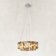 Two-Tier Marble Panel Drum Chandelier 25.6