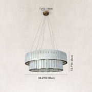 Dimension diagram for Two-Tier White Marble Drum Chandelier 33.5