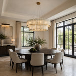 Two-Tier White Marble Drum Chandelier 33.5