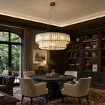 Two-Tier White Marble Drum Chandelier 33.5