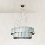 Product detail of Two-Tier White Marble Drum Chandelier 33.5