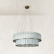 Product detail of Two-Tier White Marble Drum Chandelier 33.5