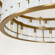 Product detail of Two-Tier White Marble Drum Chandelier 33.5