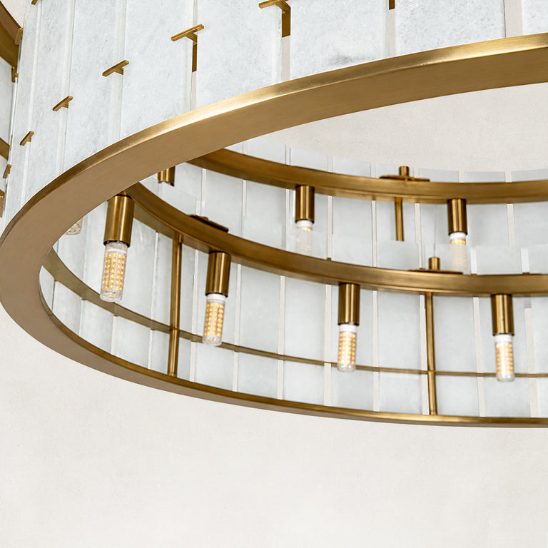 Product detail of Two-Tier White Marble Drum Chandelier 39.4" against a neutral background