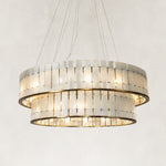Product detail of Two-Tier White Marble Drum Chandelier 33.5