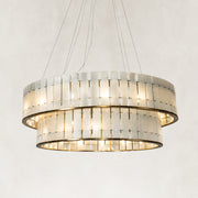 Product detail of Two-Tier White Marble Drum Chandelier 33.5