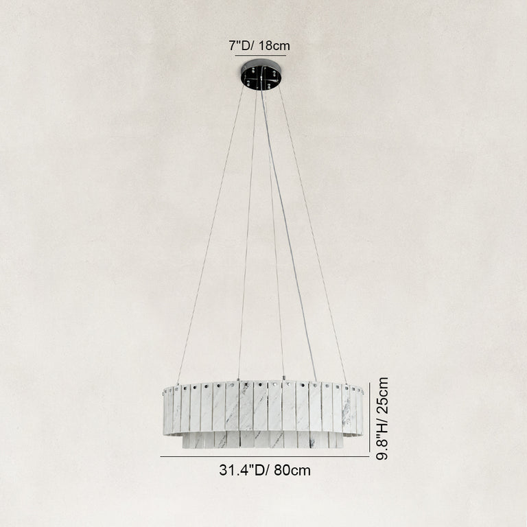Dimension diagram for Two-Tier White Marble Ring Chandelier 31.5"