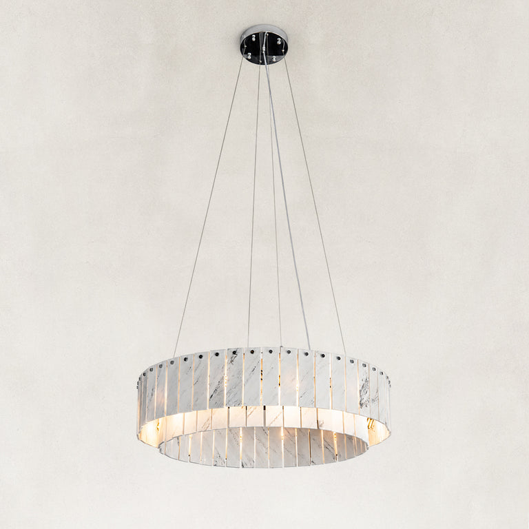 Product detail of Two-Tier White Marble Ring Chandelier 31.5" against a neutral background