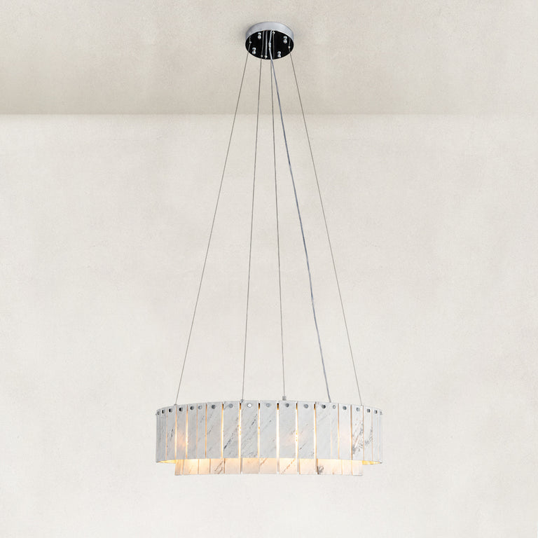 Two-Tier White Marble Ring Chandelier 31.5" shown in full against a neutral background