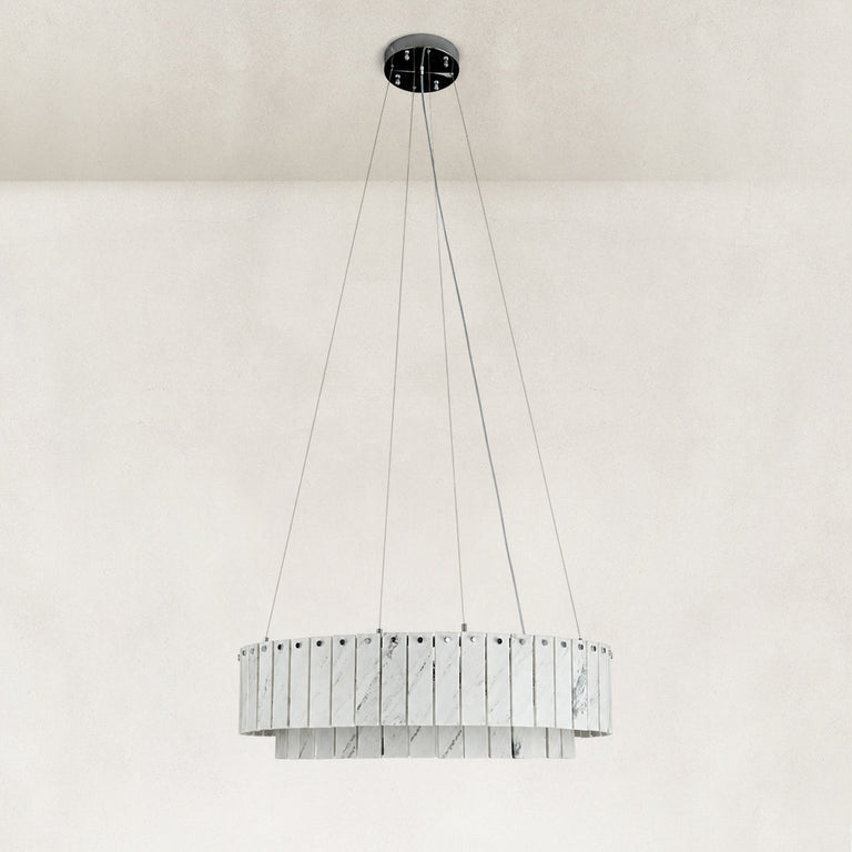 Product detail of Two-Tier White Marble Ring Chandelier 31.5" against a neutral background