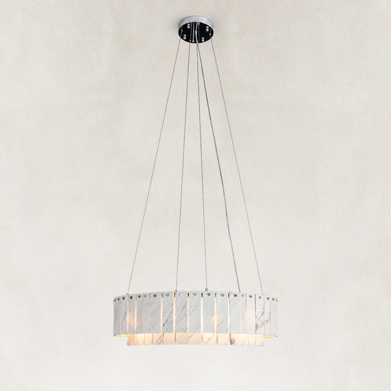 Two-Tier White Marble Ring Chandelier 31.5" shown against a neutral background