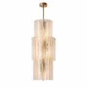 Valence Column Ribbed Glass Chandelier, complete fixture