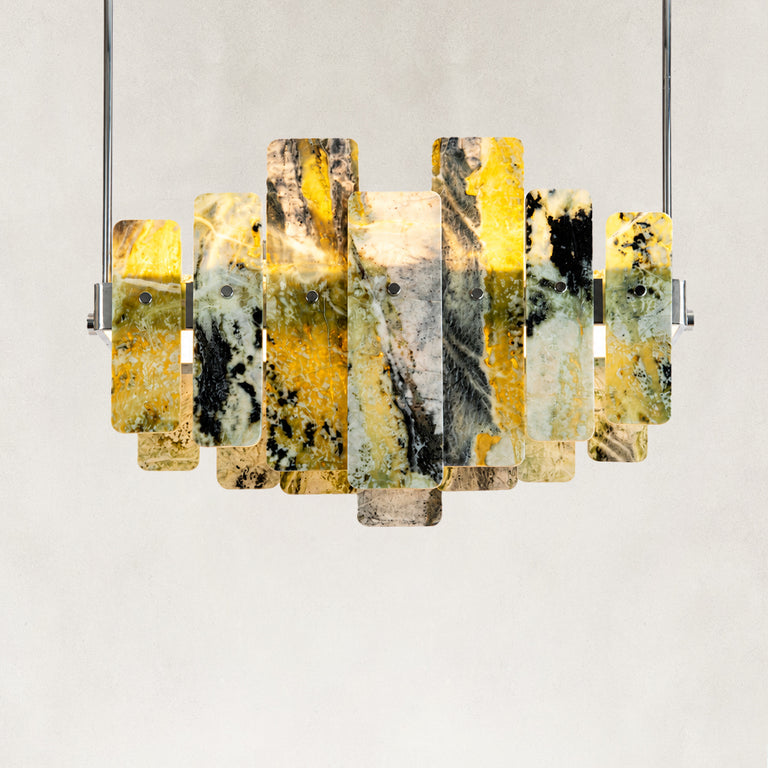 Product detail of Variegated Marble Blade Chandelier 31.5" against a neutral background
