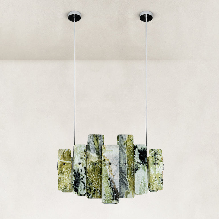 Product detail of Variegated Marble Blade Chandelier 31.5" against a neutral background