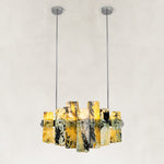 Variegated Marble Blade Chandelier 31.5