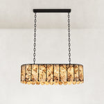Variegated Scalloped Marble Island Pendant 47.2" in Black metal finish, shown as a complete fixture