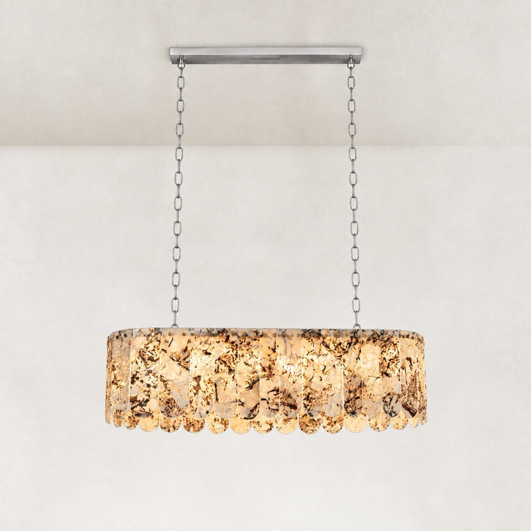 Variegated Scalloped Marble Island Pendant 47.2" in Chrome metal finish, shown as a complete fixture