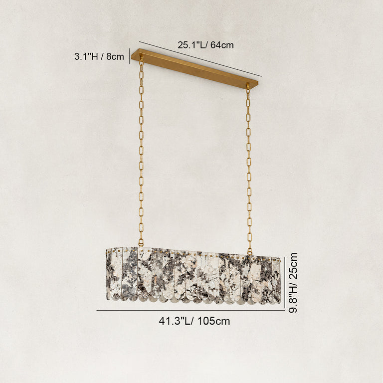 Dimension diagram for Variegated Scalloped Marble Island Pendant