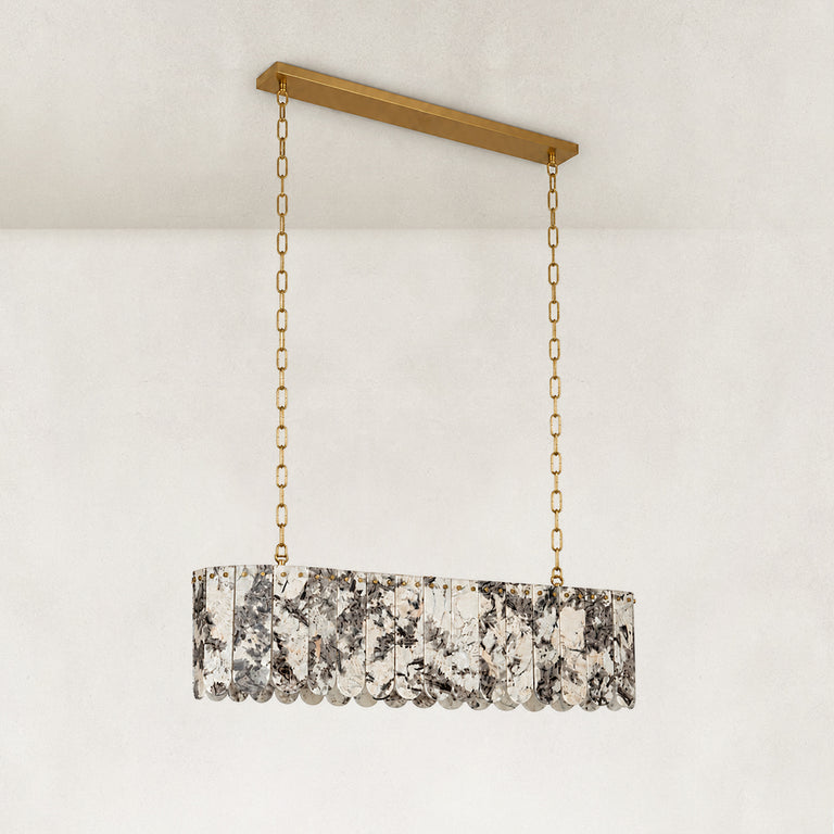 Product detail of Variegated Scalloped Marble Island Pendant against a neutral background