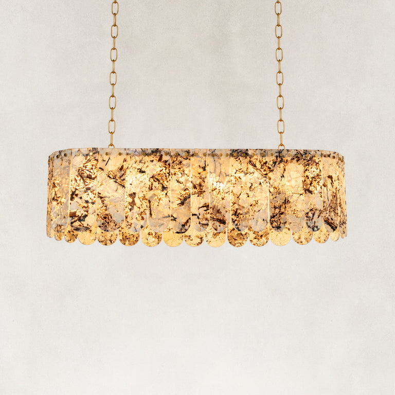Product detail of Variegated Scalloped Marble Island Pendant against a neutral background