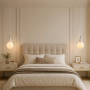 Teardrop Modern Alabaster Pendant Light by Dalmivik, complete fixture view