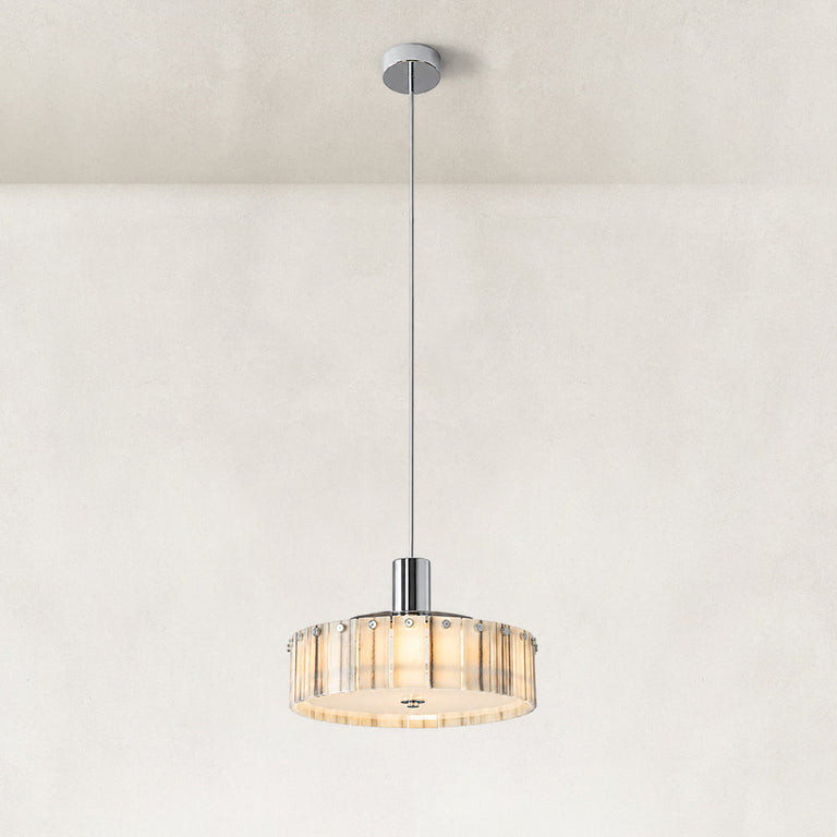 Veined Marble Drum Pendant shown in full against a neutral background