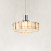 Product detail of Veined Marble Drum Pendant against a neutral background